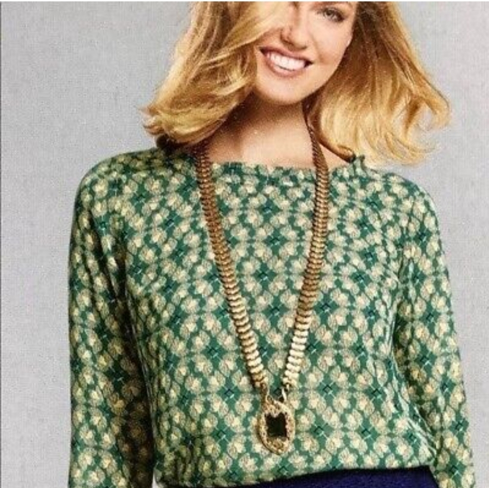 Cabi Jade Green Leaf Top - Picture 1 of 7